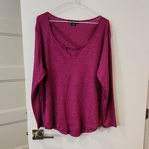P2P 27" Croft & Barrow Magenta Long Sleeve Shiny Top